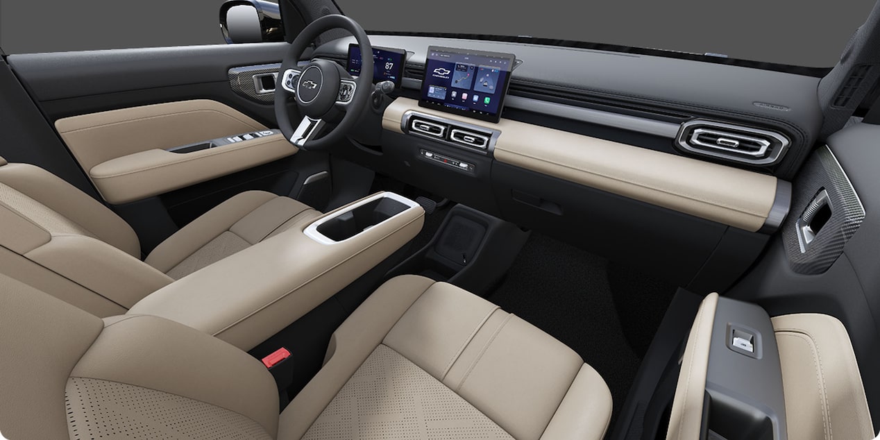 Interior del Chevrolet Spark EUV color Beish.