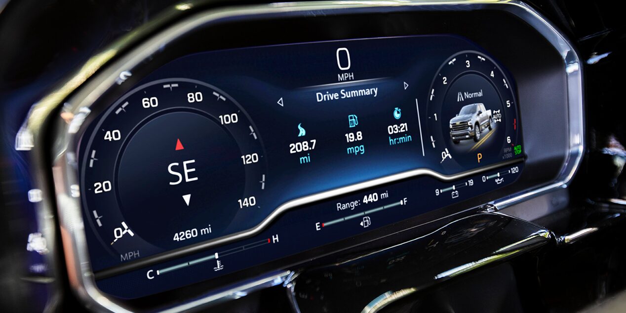 Cluster digital de la Chevrolet Silverado.